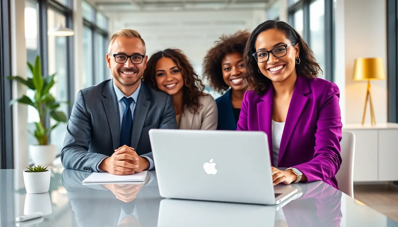 Team working from a laptop